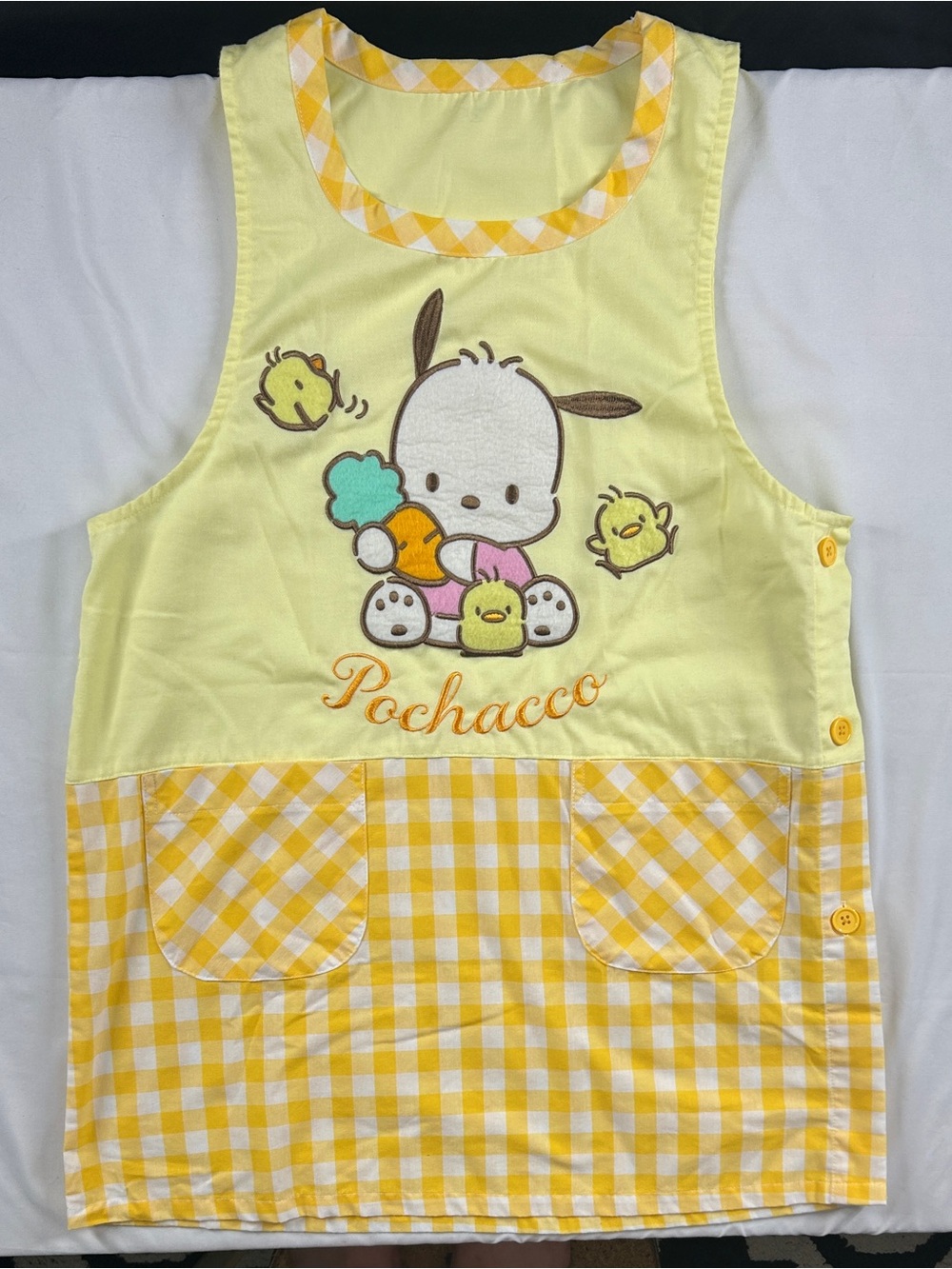 Sanrio Pochacco 319341 Yellow Gingham Tunic Apron